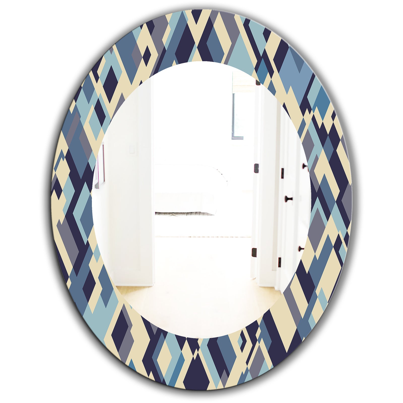 Triangular Colourfields 32 - Modern Mirror - Oval or Round Wall Mirror