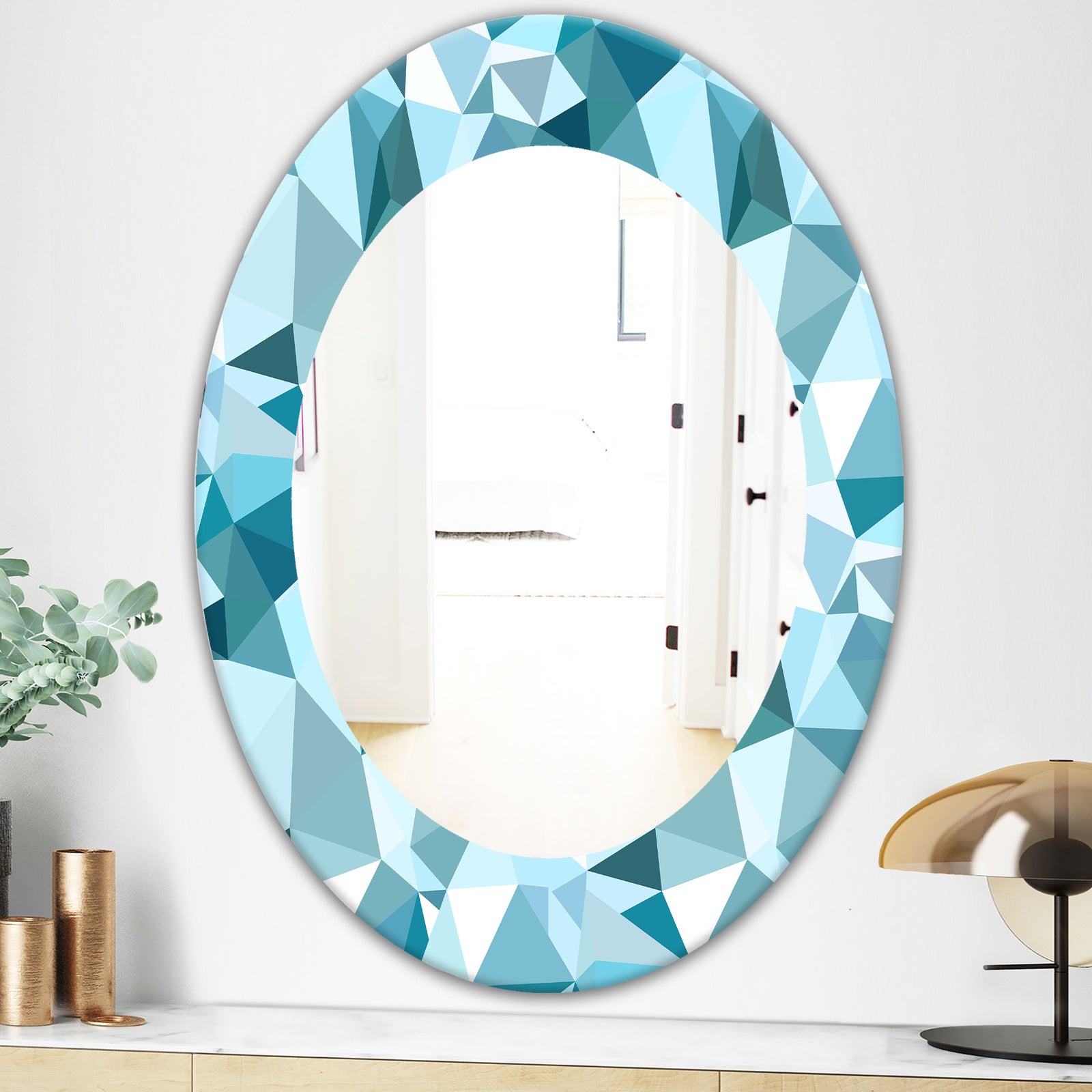 Triangular Colourfields 33 - Mid-Century Mirror - Oval or Round Wall Mirror
