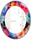 Floating Hearts With Squared Pattern - Modern Mirror - Oval or Round Wall Mirror