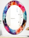 Floating Hearts With Squared Pattern - Modern Mirror - Oval or Round Wall Mirror