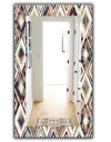 Vintage Diamond Pattern In Blue and Brown - Bohemian and Eclectic Mirror - Modern Wall Mirror