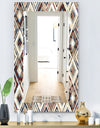 Vintage Diamond Pattern In Blue and Brown - Bohemian and Eclectic Mirror - Modern Wall Mirror