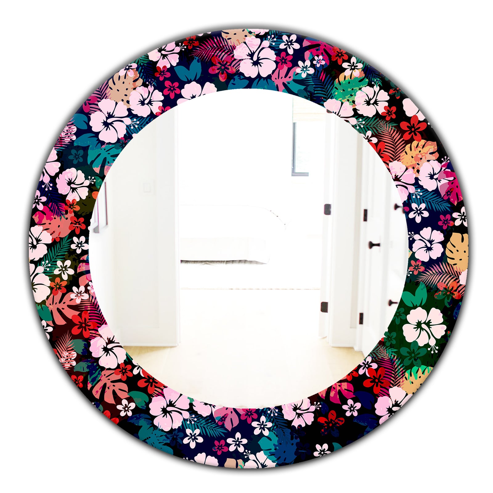 Obsidian Bloom 26 - Bohemian and Eclectic Mirror - Oval or Round Wall Mirror