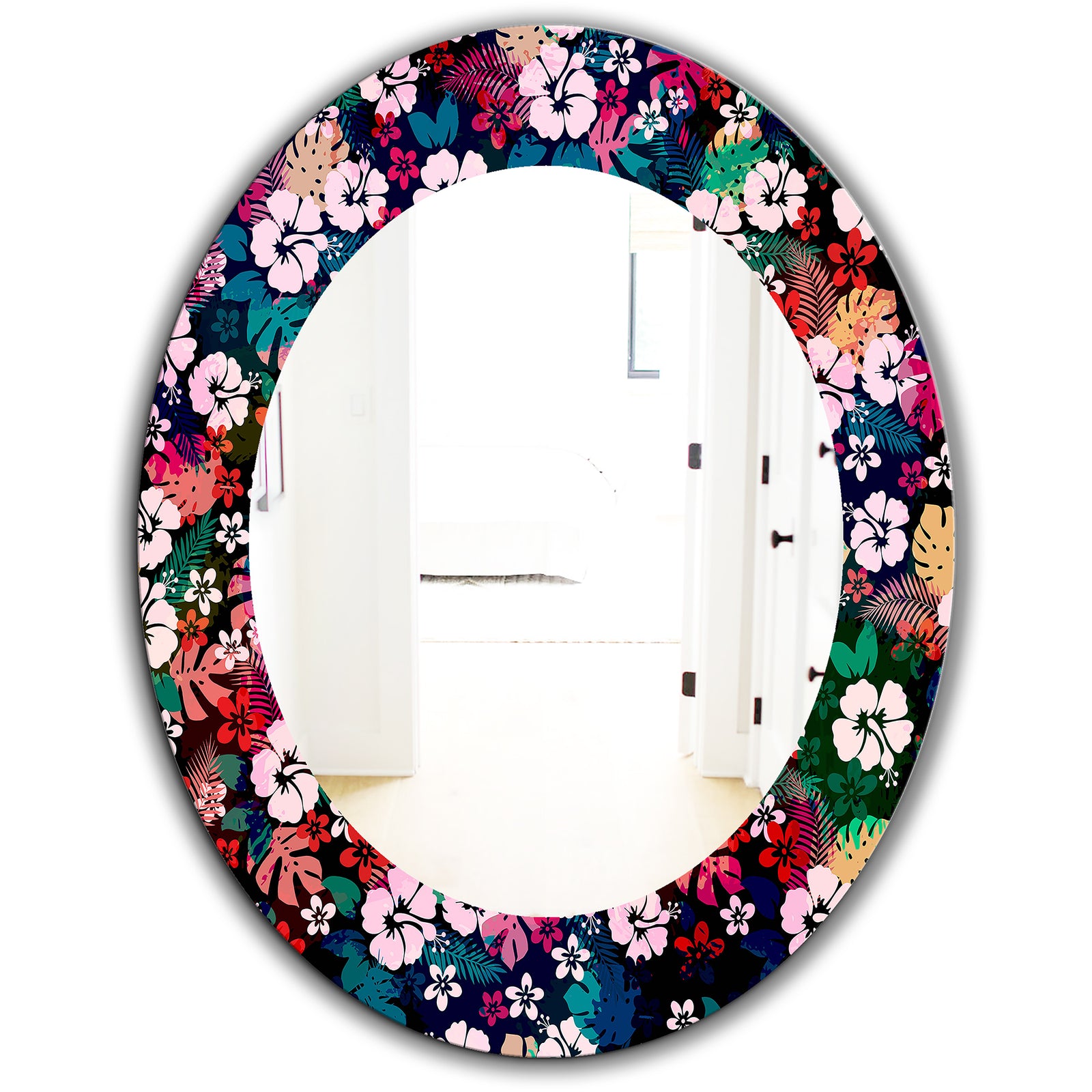Obsidian Bloom 26 - Bohemian and Eclectic Mirror - Oval or Round Wall Mirror