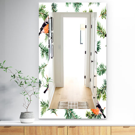 Robin Birds On Pine Branch - Traditional Mirror - Wall Mirror