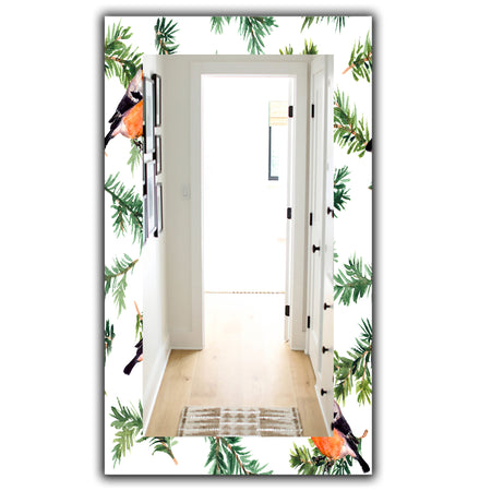 Robin Birds On Pine Branch - Traditional Mirror - Wall Mirror