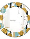 Hand Drawn Blue and Golden Glitter Circles - Modern Mirror - Oval or Round Wall Mirror