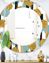 Hand Drawn Blue and Golden Glitter Circles - Modern Mirror - Oval or Round Wall Mirror