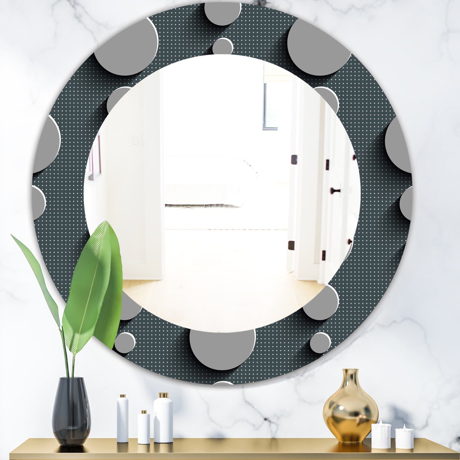 Circles Abstract Technology - Mid-Century Mirror - Oval or Round Wall Mirror