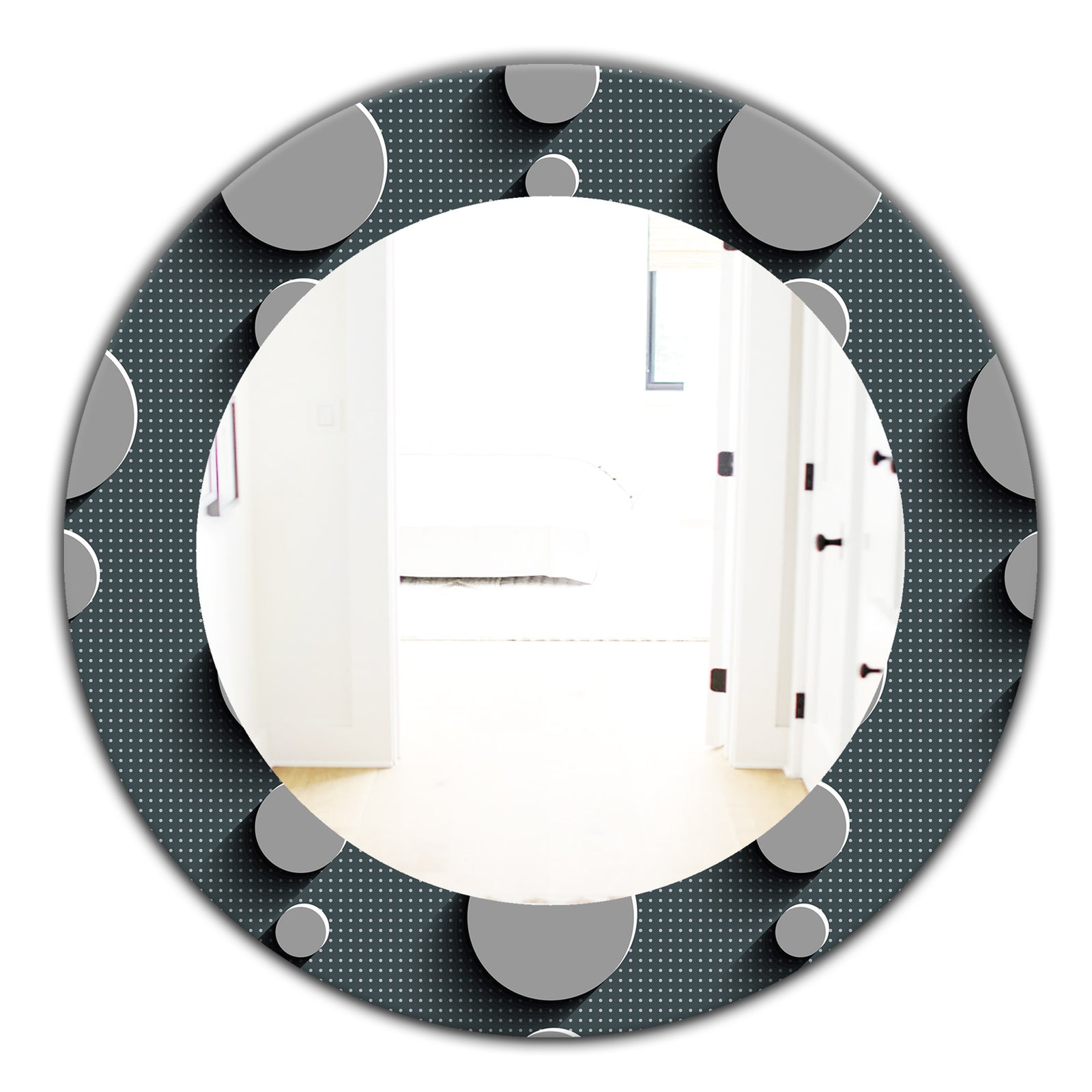 Circles Abstract Technology - Mid-Century Mirror - Oval or Round Wall Mirror