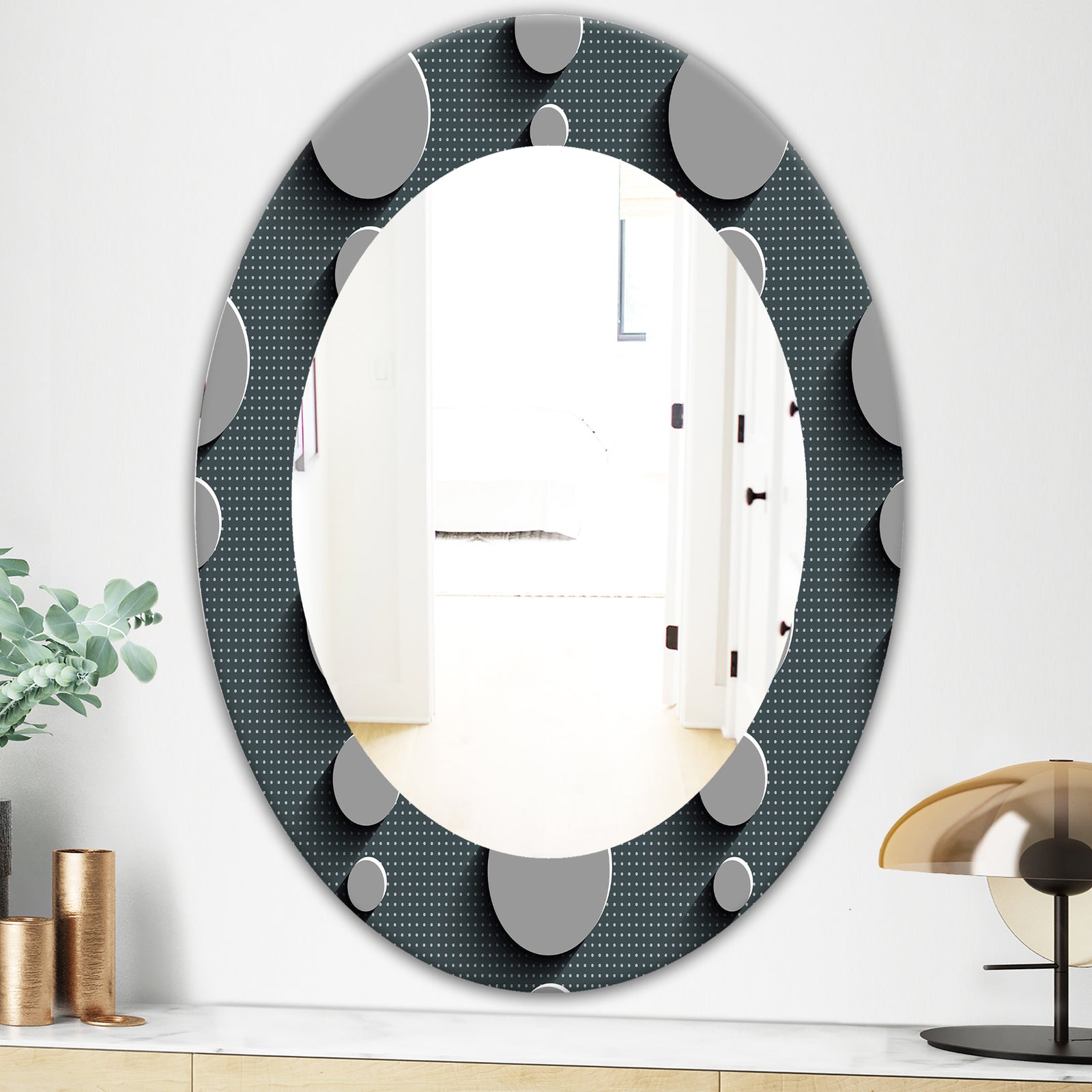 Circles Abstract Technology - Mid-Century Mirror - Oval or Round Wall Mirror