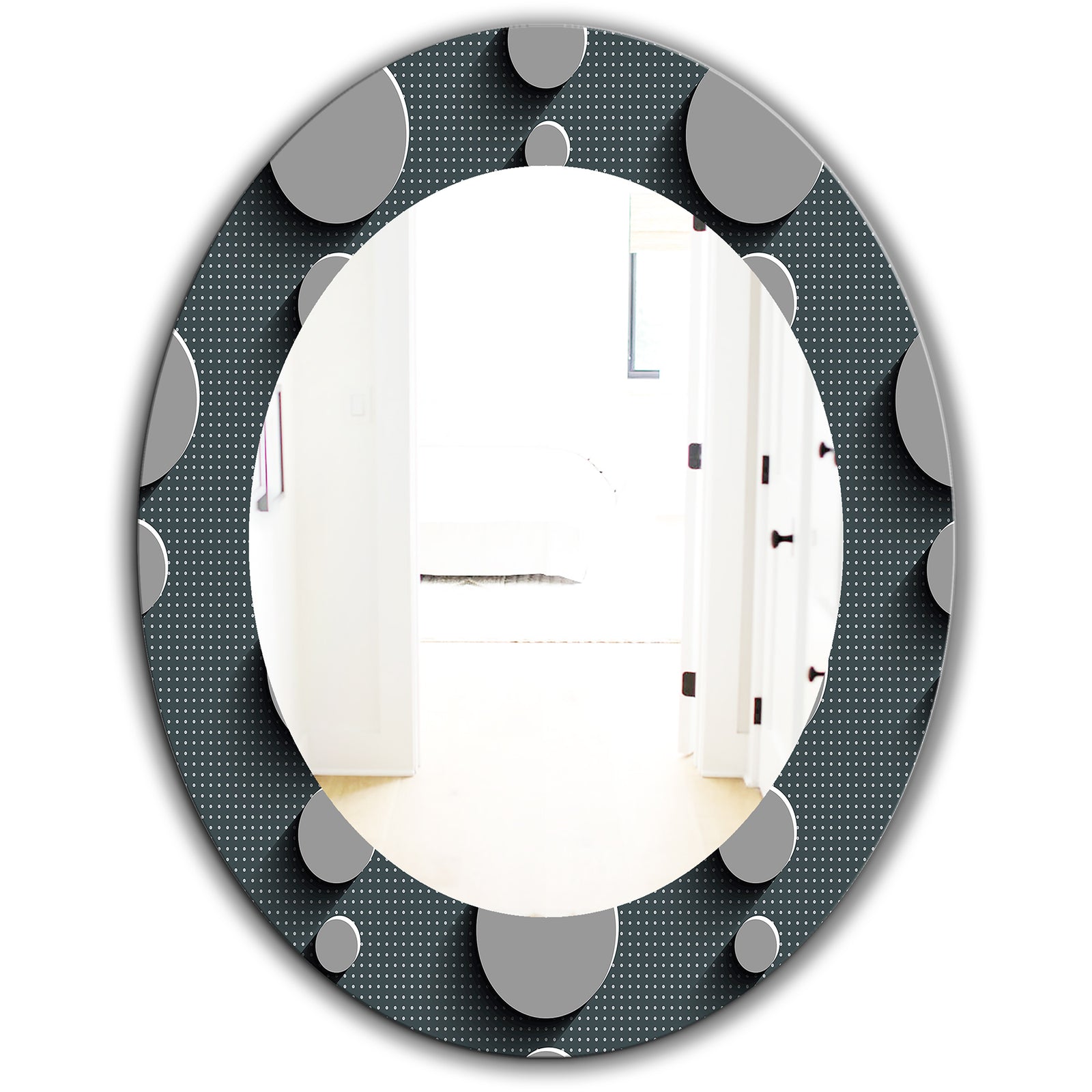 Circles Abstract Technology - Mid-Century Mirror - Oval or Round Wall Mirror