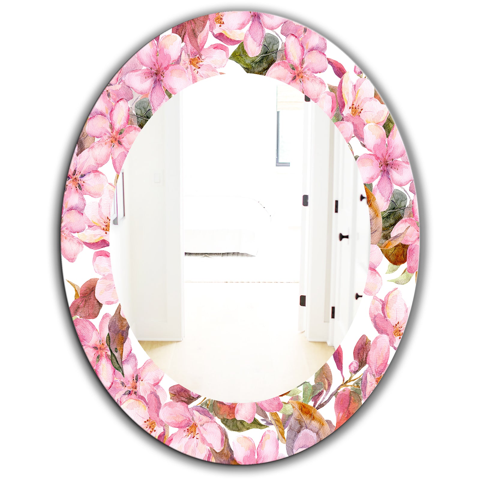Pink Blossom 53 - Traditional Mirror - Oval or Round Wall Mirror