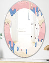 Pink Spheres 10 - Bohemian and Eclectic Mirror - Frameless Oval or Round Wall Mirror