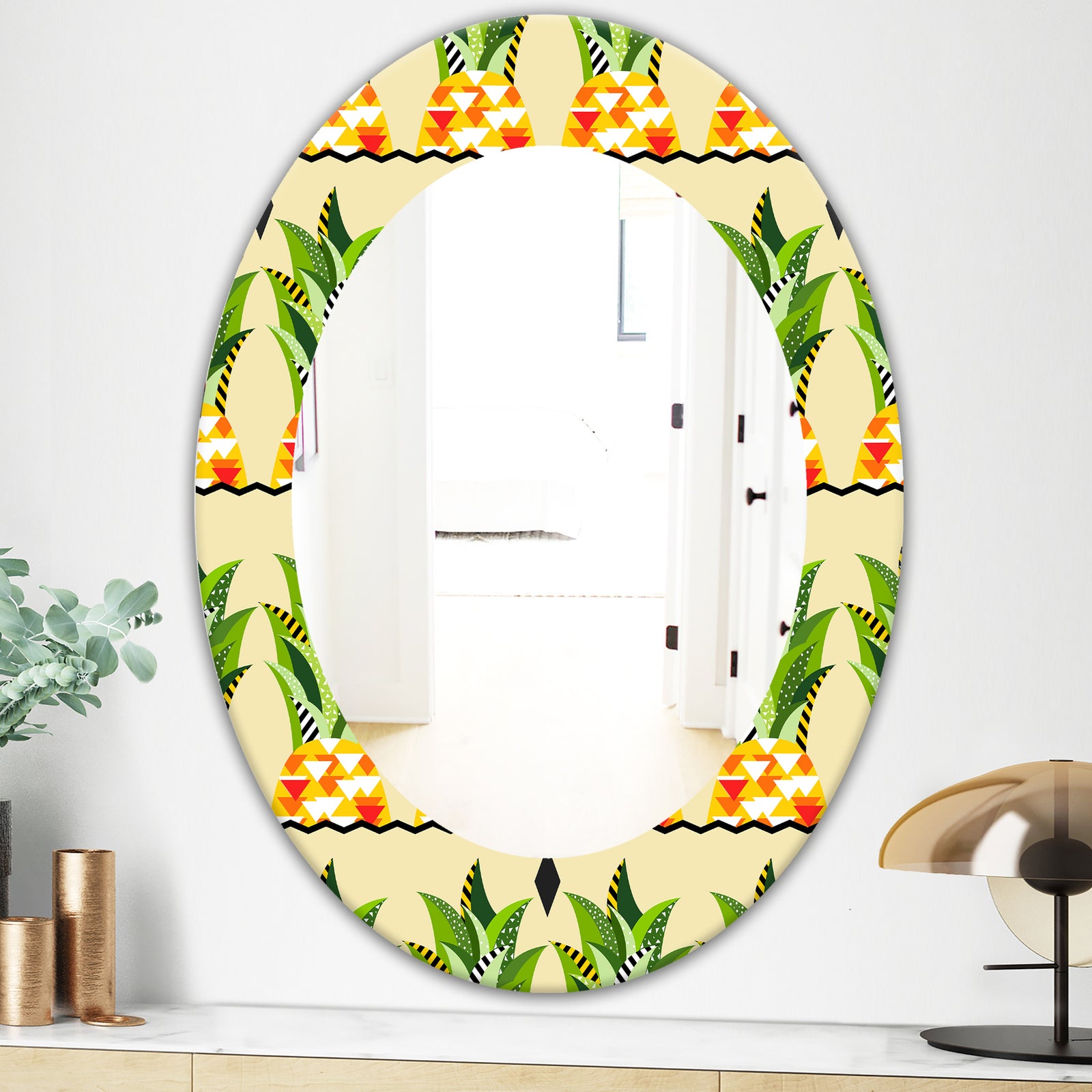 Tropical Mood Foliage 23 - Bohemian and Eclectic Mirror - Oval or Round Wall Mirror