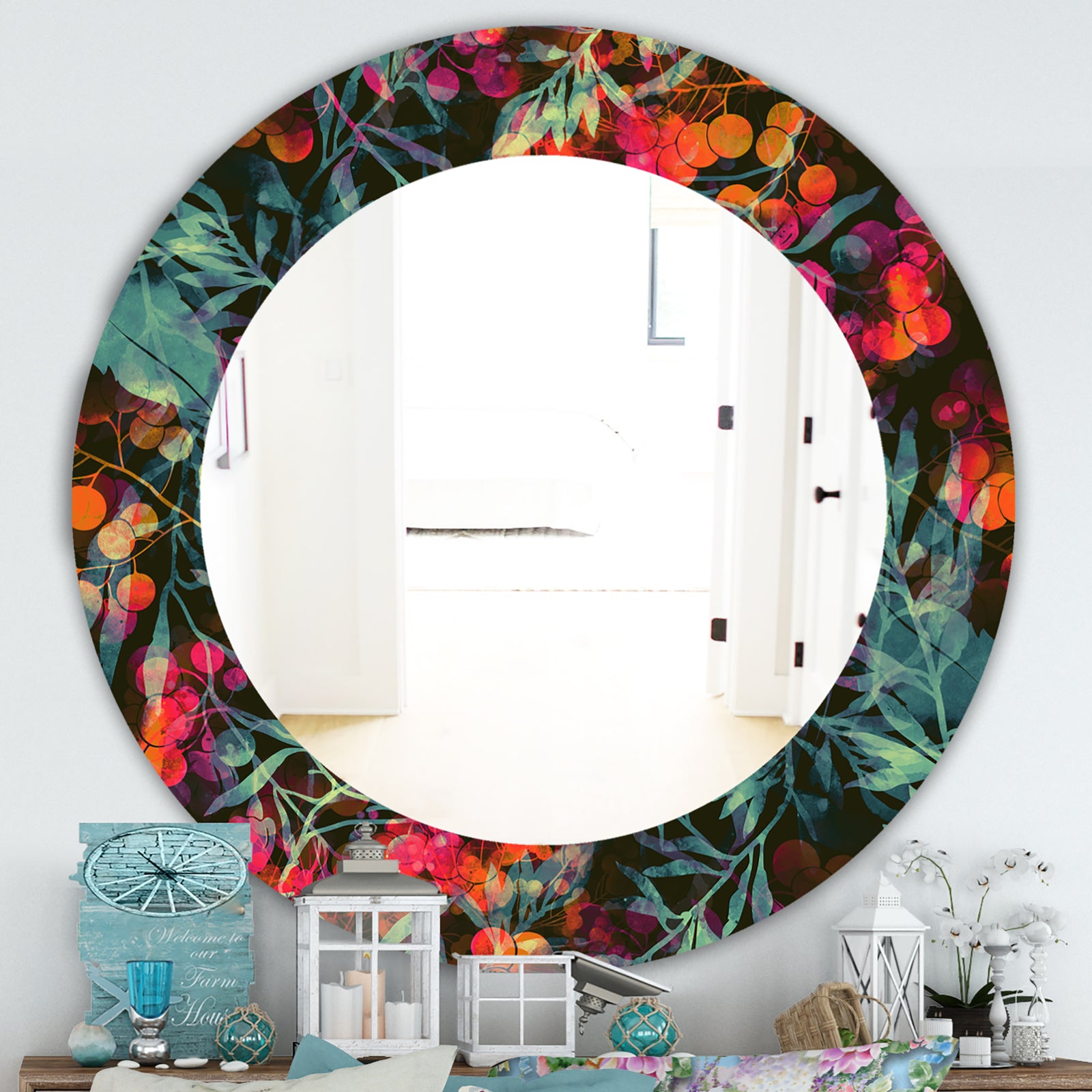 Obsidian Bloom 27 - Traditional Mirror - Oval or Round Wall Mirror