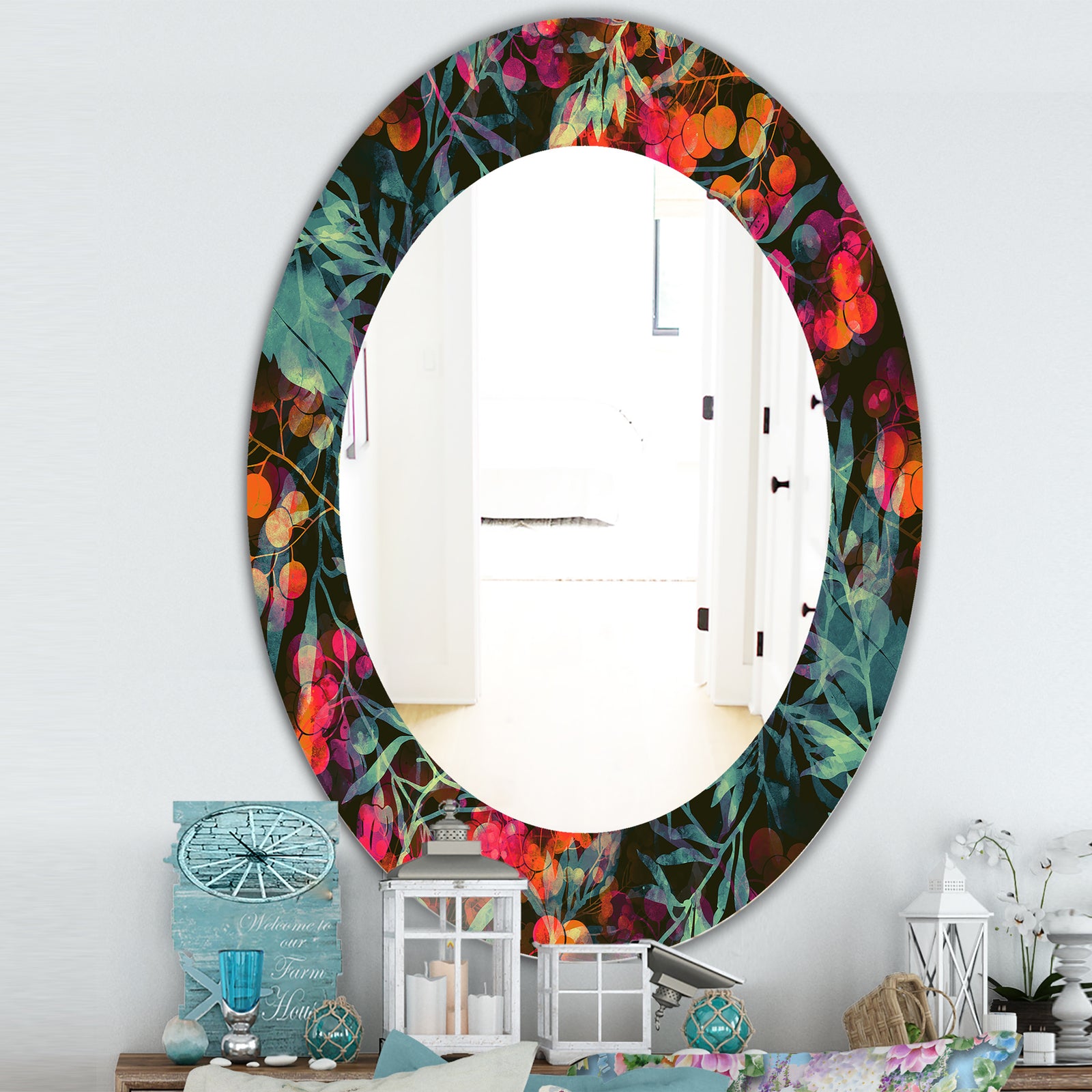 Obsidian Bloom 27 - Traditional Mirror - Oval or Round Wall Mirror
