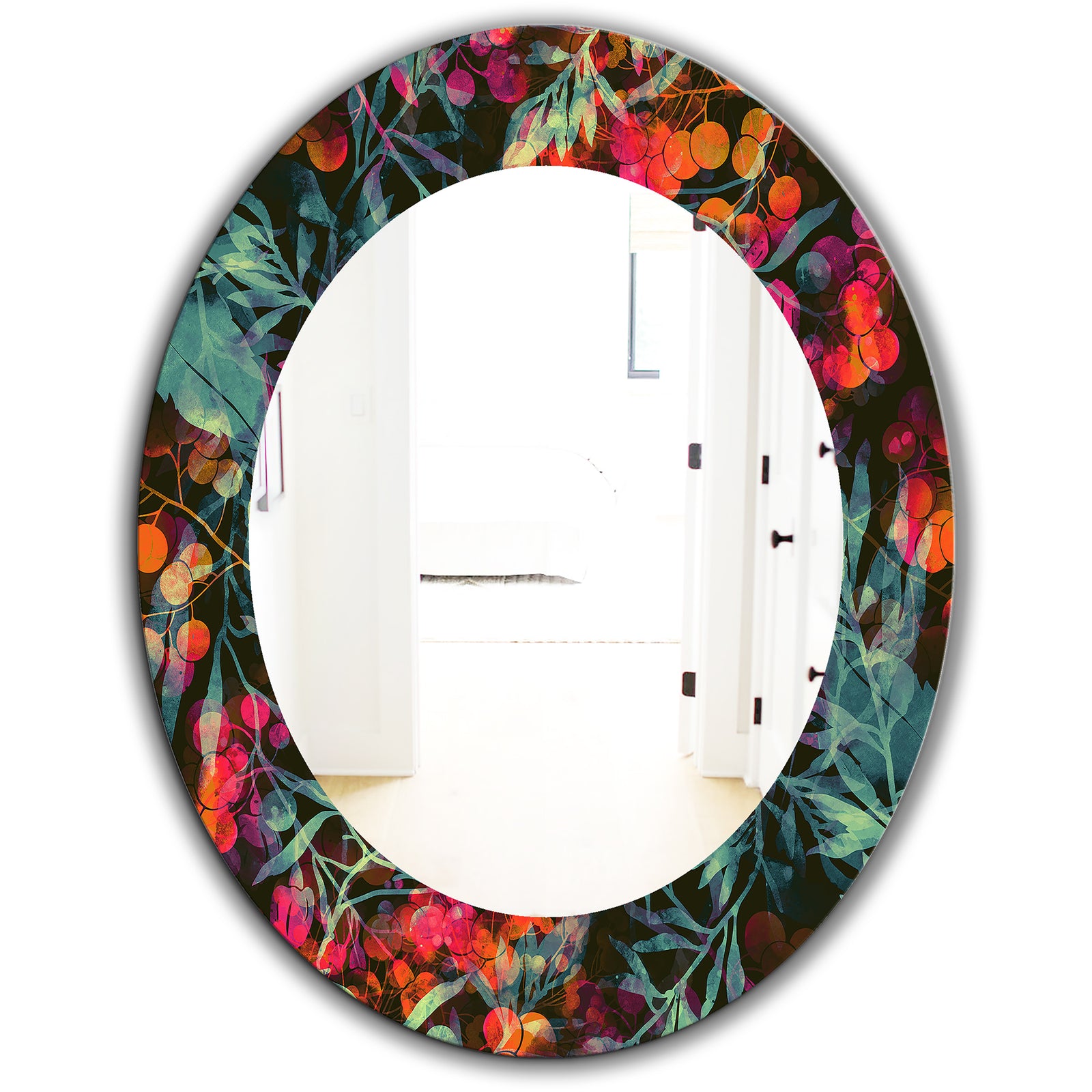 Obsidian Bloom 27 - Traditional Mirror - Oval or Round Wall Mirror