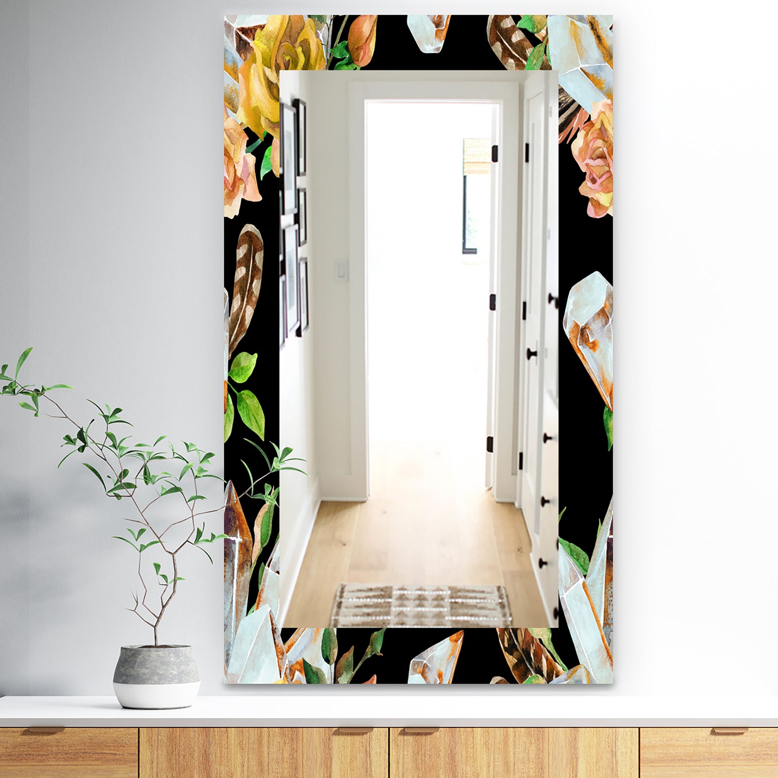 Obsidian Bloom 28 - Traditional Mirror - Wall Mirror