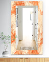 Handdrawn Asian Flowers With Orange Watercolor - Traditional Mirror - Wall Mirror