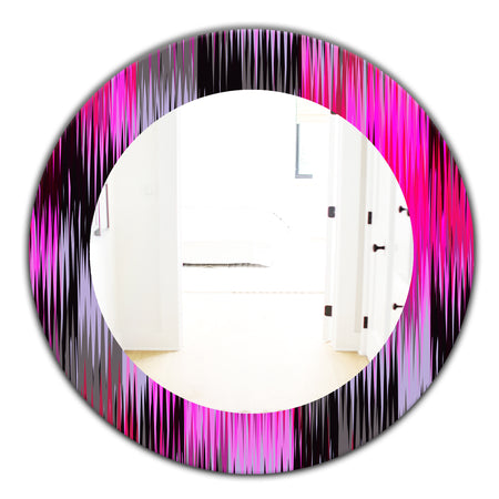 Black and Purple Ikat - Modern Mirror - Oval or Round Wall Mirror