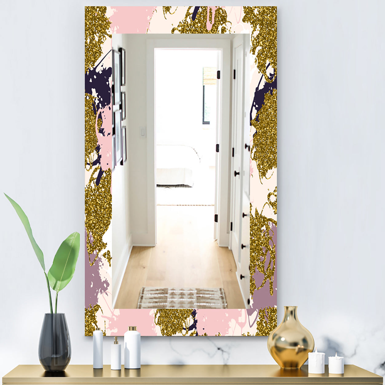 Pink Spheres 11 - Modern Mirror - Frameless Wall Mirror