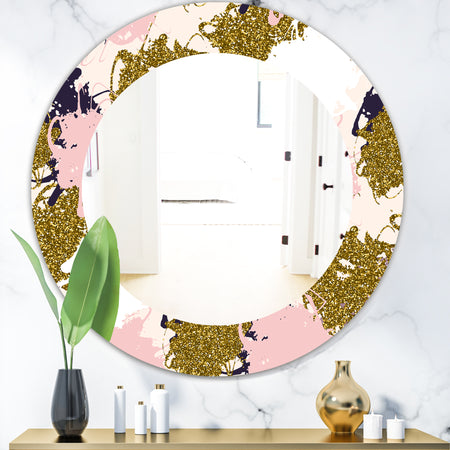 Pink Spheres 11 - Modern Mirror - Frameless Oval or Round Wall Mirror
