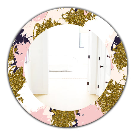Pink Spheres 11 - Modern Mirror - Frameless Oval or Round Wall Mirror