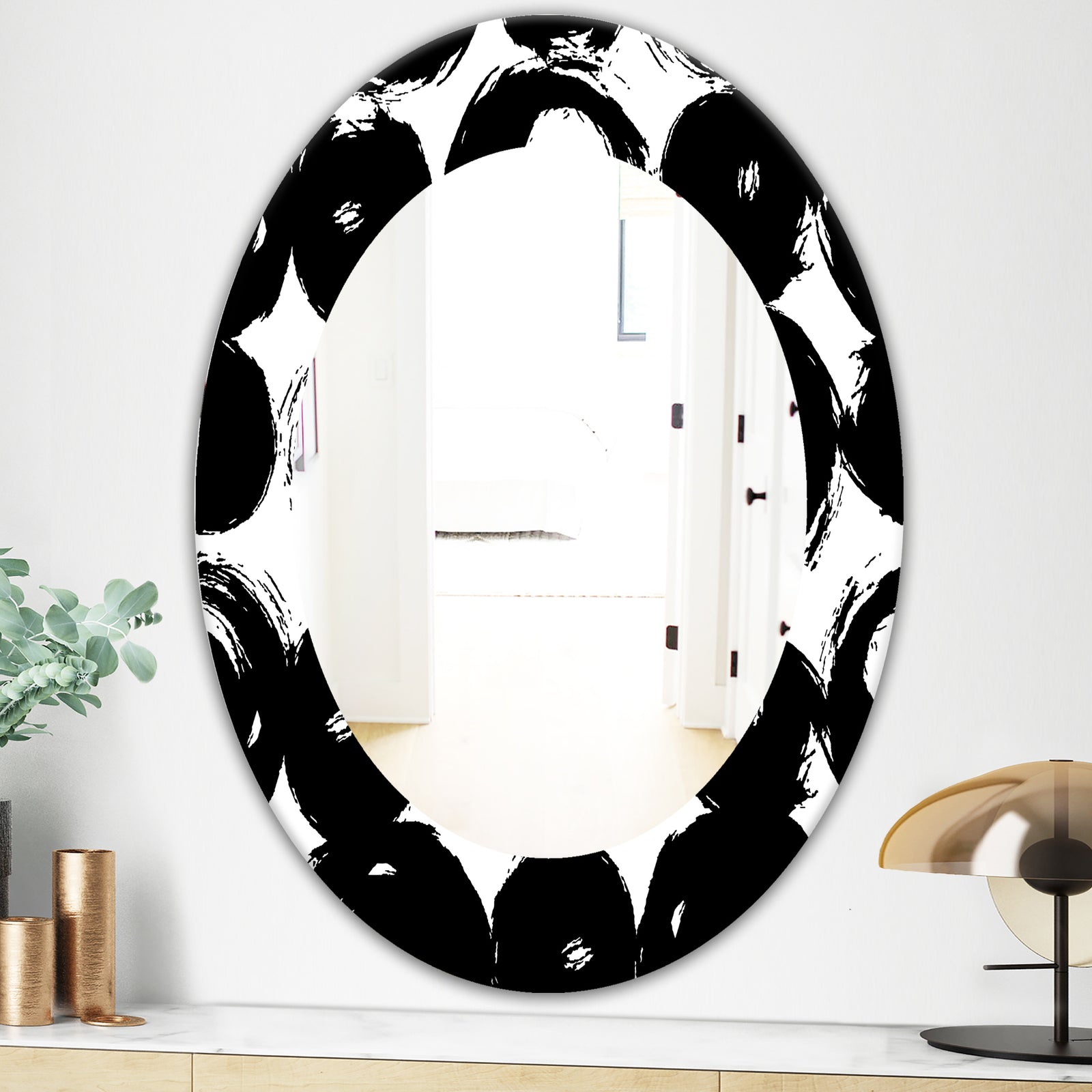 Black & White 7 - Modern Mirror - Contemporary Oval or Round Wall Mirror