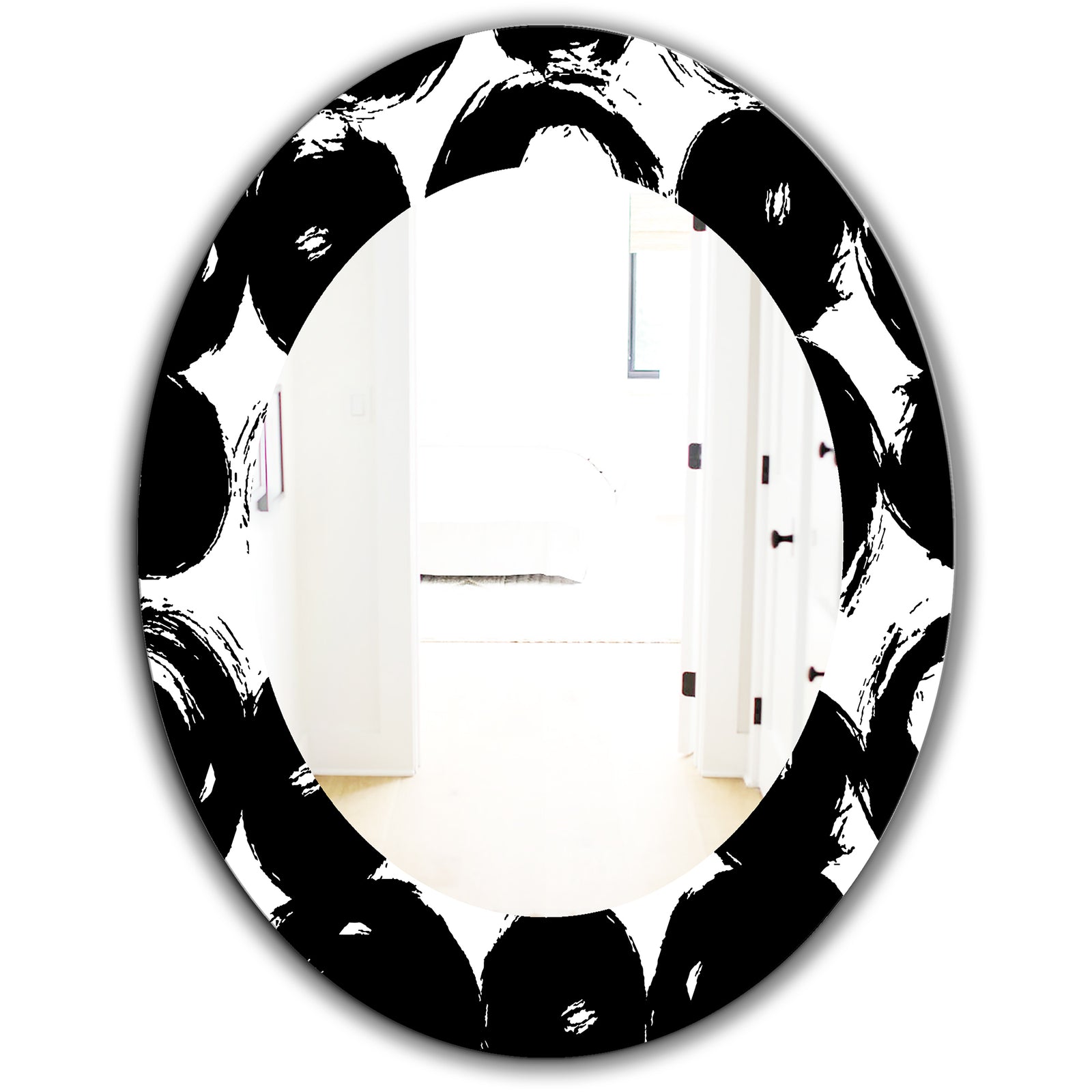 Black & White 7 - Modern Mirror - Contemporary Oval or Round Wall Mirror