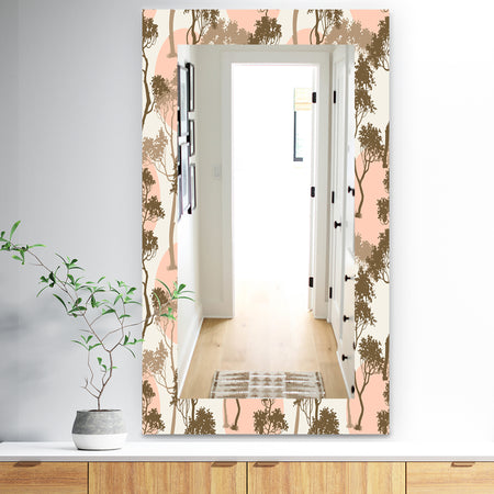 Trees Under The Full Moon In Forest - Traditional Mirror - Vanity Mirror