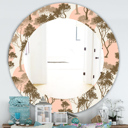 Trees Under The Full Moon In Forest - Traditional Mirror - Oval or Round Wall Mirror