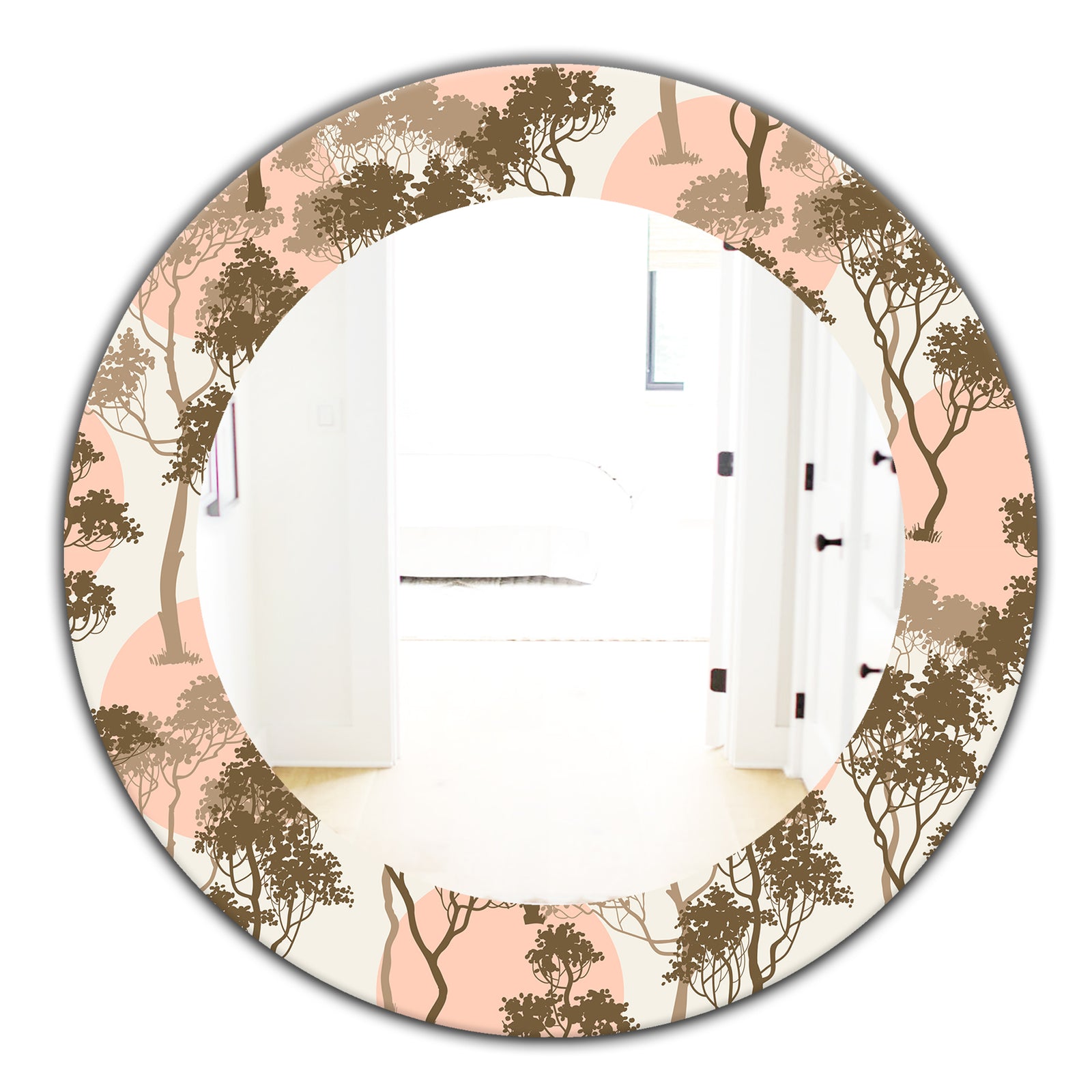 Trees Under The Full Moon In Forest - Traditional Mirror - Oval or Round Wall Mirror
