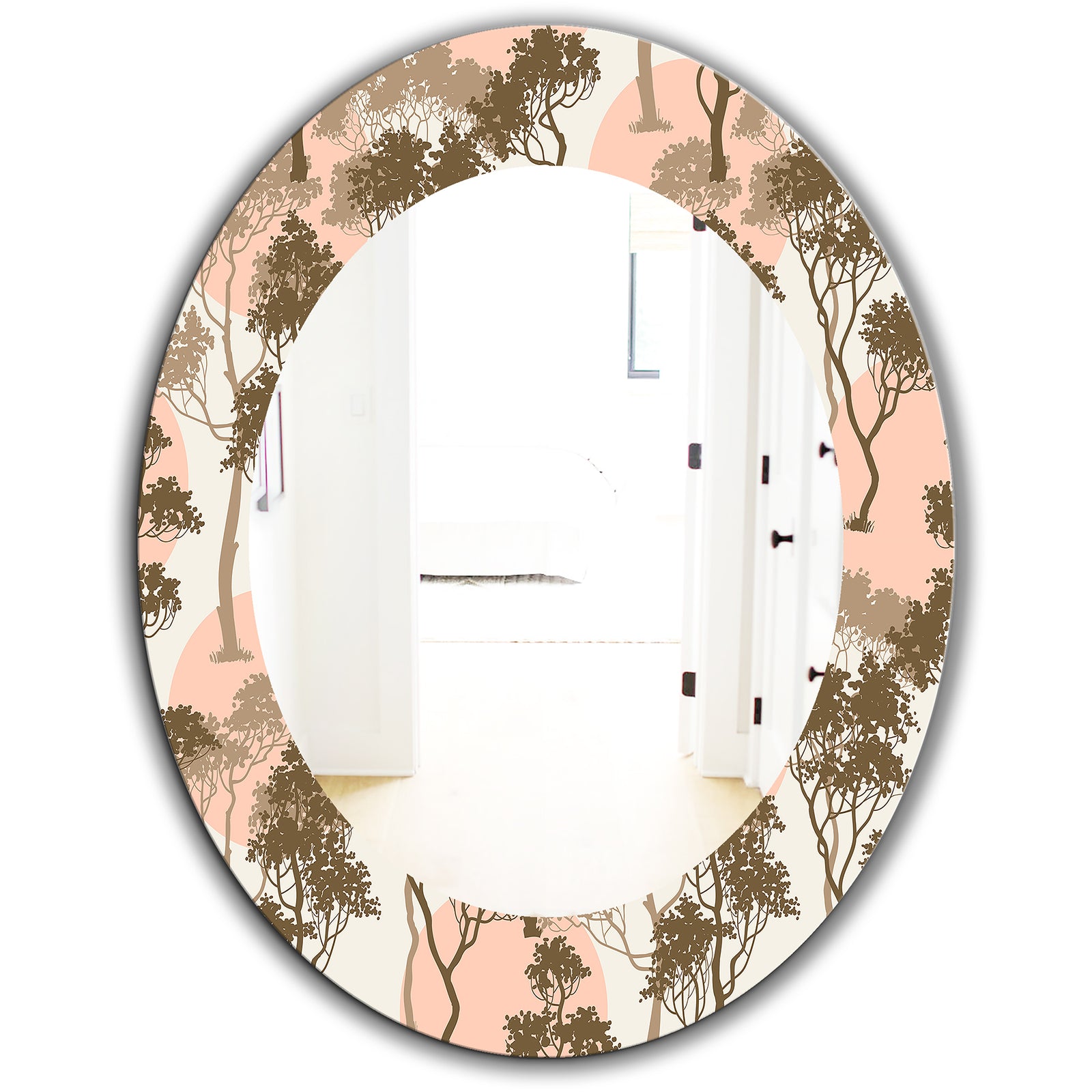 Trees Under The Full Moon In Forest - Traditional Mirror - Oval or Round Wall Mirror
