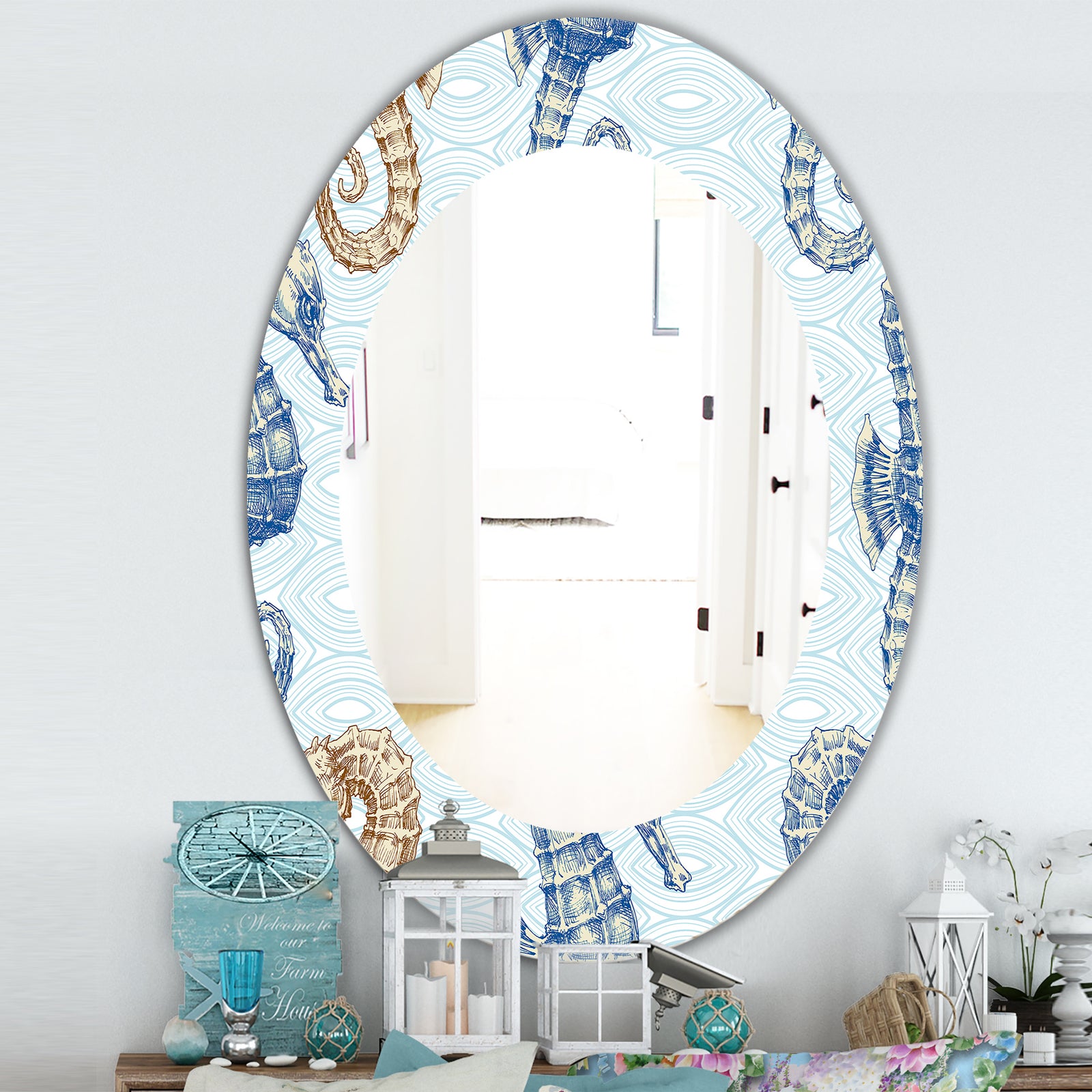 Costal Creatures 17 - Traditional Mirror - Oval or Round Wall Mirror