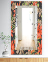 Red and Brown Flowers With Of Green Branches - Traditional Mirror - Frameless Wall Mirror