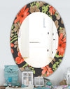 Red and Brown Flowers With Of Green Branches - Traditional Mirror - Frameless Oval or Round Wall Mirror