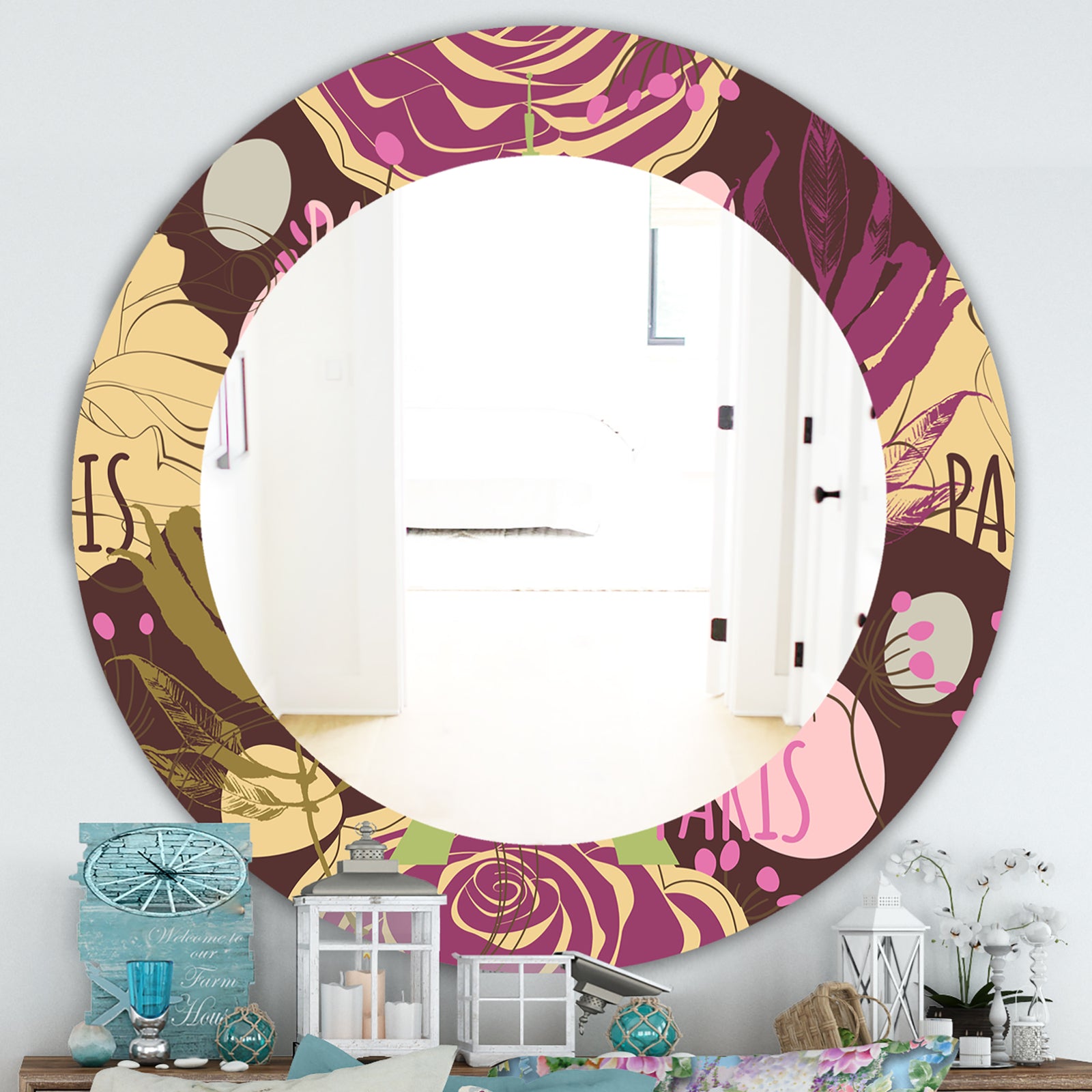 Retro Rose - Traditional Mirror - Oval or Round Wall Mirror