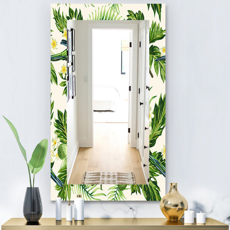 Tropical Leaves Green - Bohemian and Eclectic Mirror - Wall Mirror