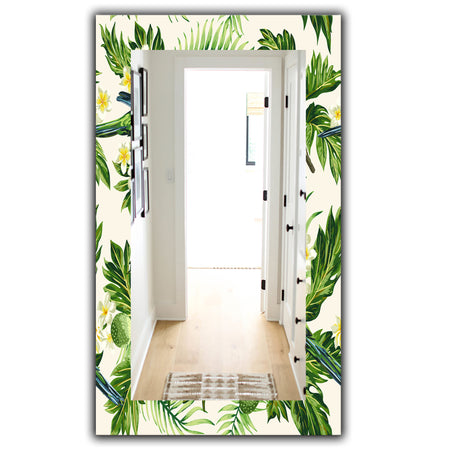 Tropical Leaves Green - Bohemian and Eclectic Mirror - Wall Mirror