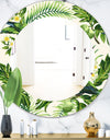 Tropical Leaves Green - Bohemian and Eclectic Mirror - Oval or Round Wall Mirror