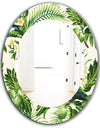 Tropical Leaves Green - Bohemian and Eclectic Mirror - Oval or Round Wall Mirror