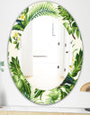 Tropical Leaves Green - Bohemian and Eclectic Mirror - Oval or Round Wall Mirror