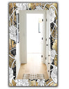 White Drawn Flowers With Black Roses On Brown - Traditional Mirror - Vanity Mirror