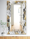 White Drawn Flowers With Black Roses On Brown - Traditional Mirror - Vanity Mirror