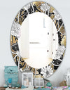 White Drawn Flowers With Black Roses On Brown - Traditional Mirror - Oval or Round Wall Mirror