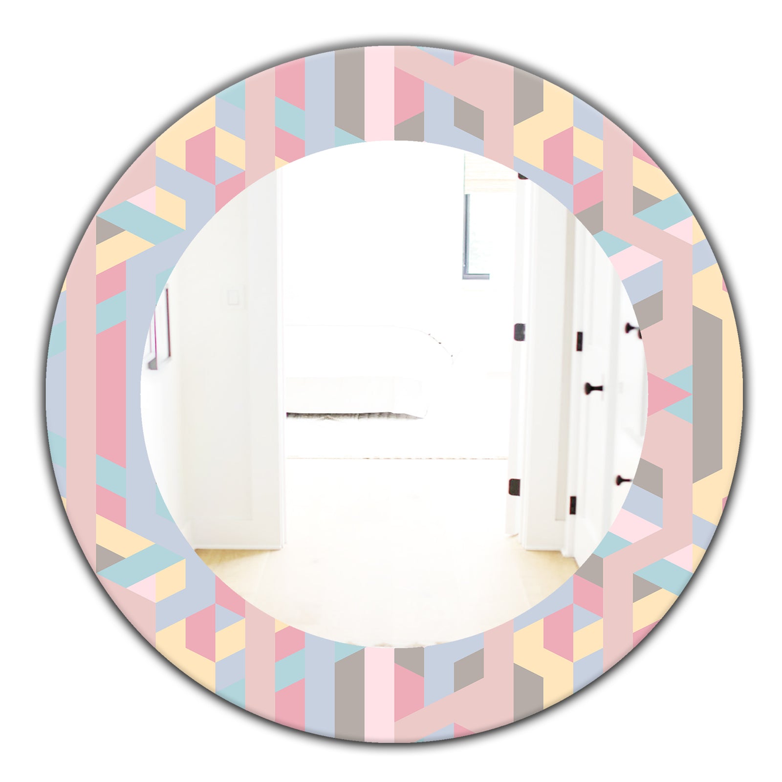 Pastel Dreams 6 - Modern Mirror - Frameless Oval or Round Wall Mirror