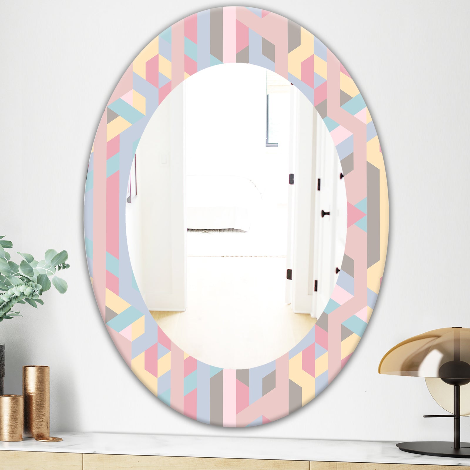 Pastel Dreams 6 - Modern Mirror - Frameless Oval or Round Wall Mirror