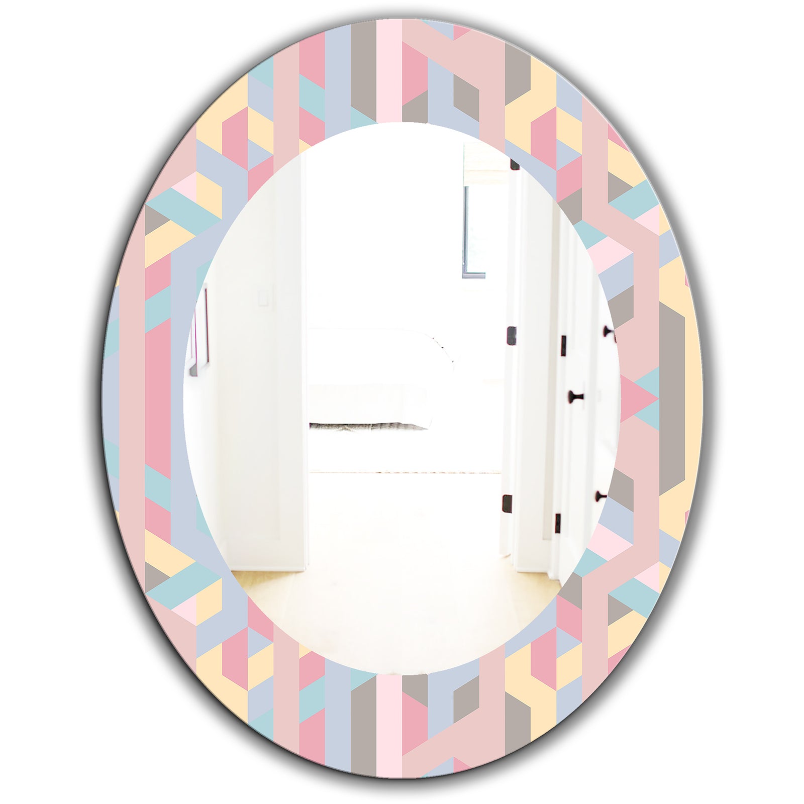 Pastel Dreams 6 - Modern Mirror - Frameless Oval or Round Wall Mirror