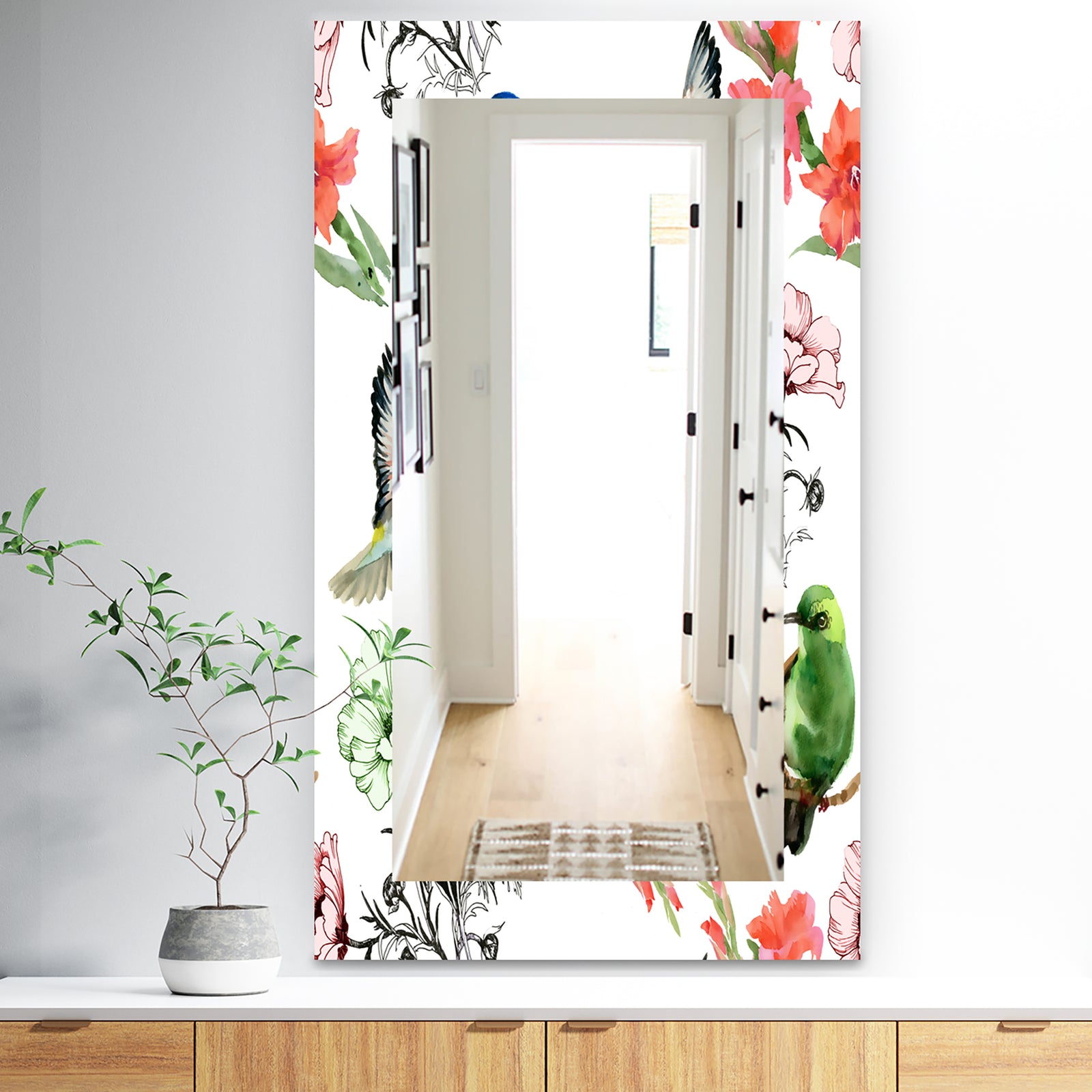 Pink Blossom 56 - Traditional Mirror - Frameless Wall Mirror